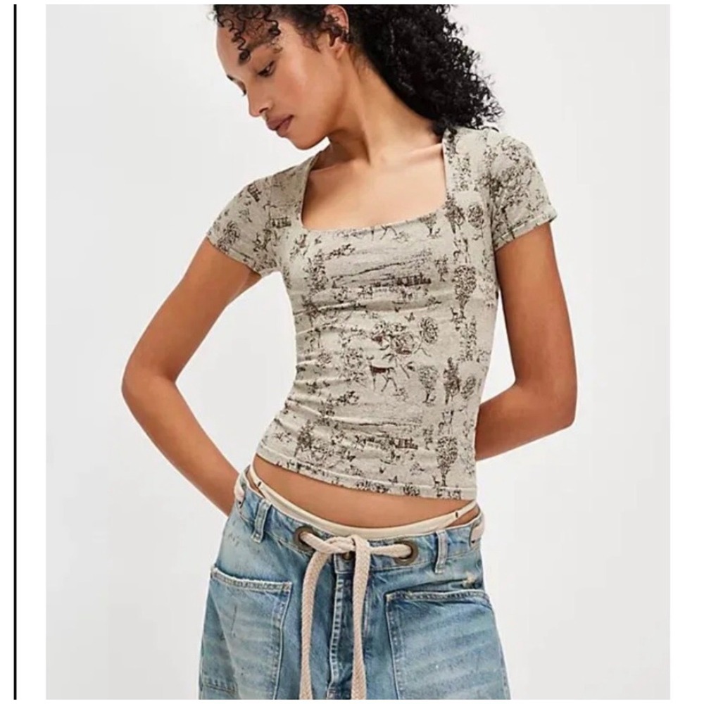 Free People Intimately Free Just For Now Tee Gray Size XS/S NWT